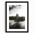Rustic Cabin Wall Art - Isolated A-Frame House on Lake for Decor