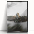 Rustic Cabin Wall Art - Isolated A-Frame House on Lake for Decor