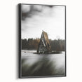 Rustic Cabin Wall Art - Isolated A-Frame House on Lake for Decor