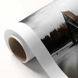 Rustic Cabin Wall Art - Isolated A-Frame House on Lake for Decor