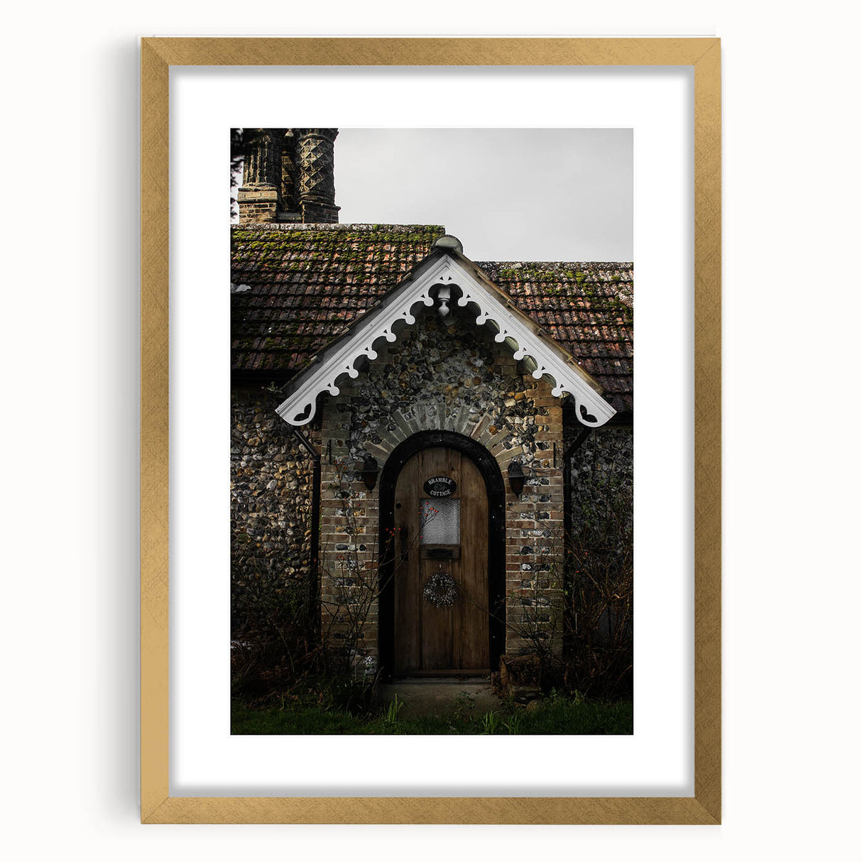 Charming Rustic Cottage Door: Vintage Farmhouse Wall Art