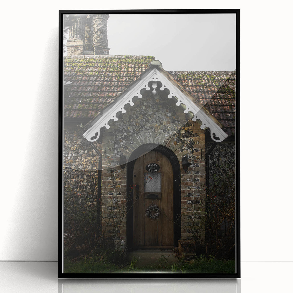 Charming Rustic Cottage Door: Vintage Farmhouse Wall Art
