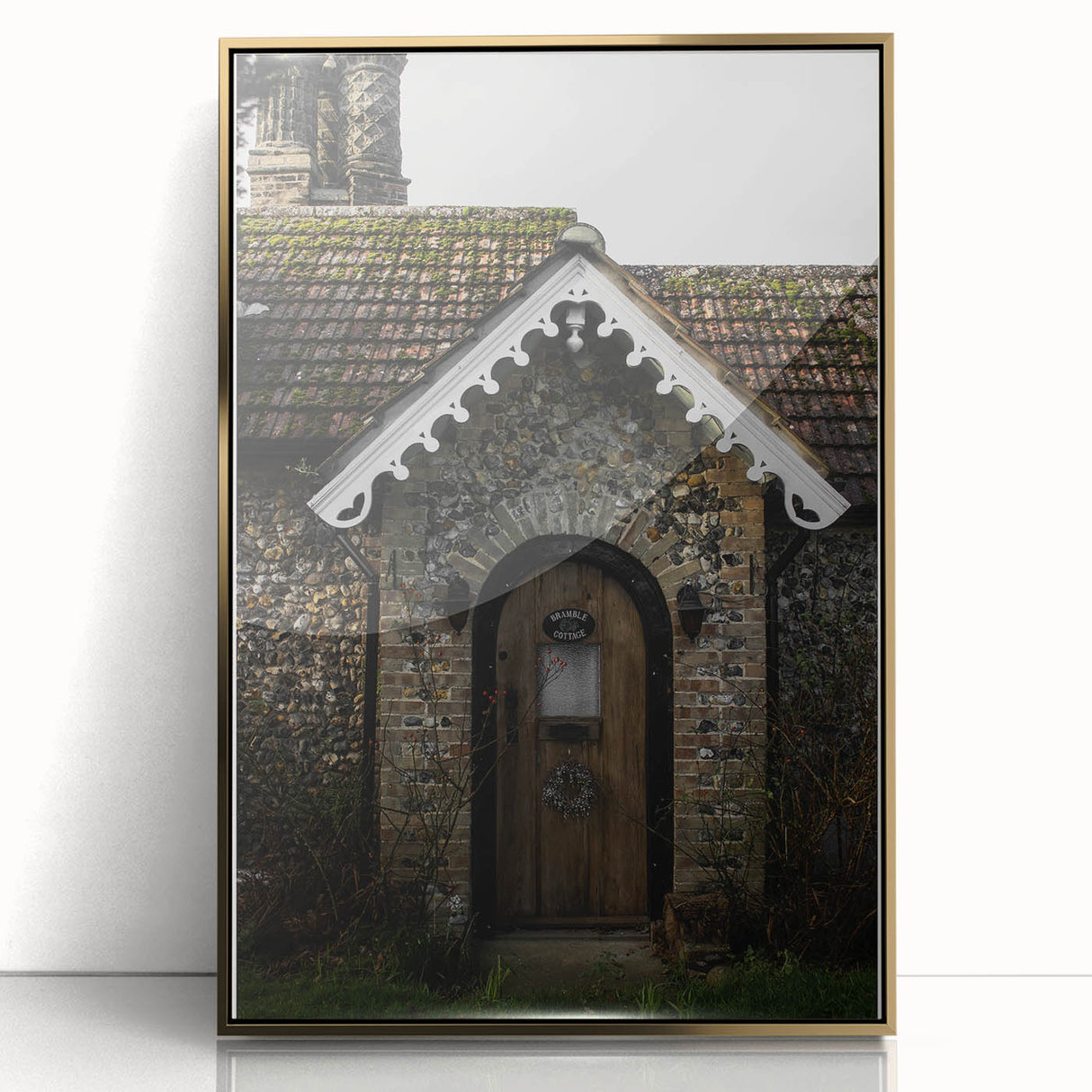 Charming Rustic Cottage Door: Vintage Farmhouse Wall Art