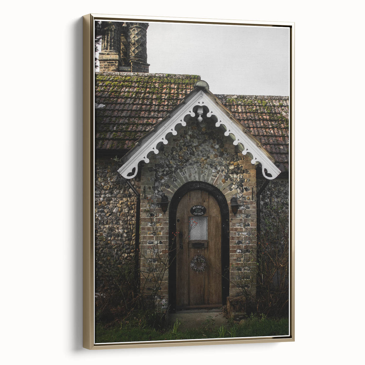 Charming Rustic Cottage Door: Vintage Farmhouse Wall Art