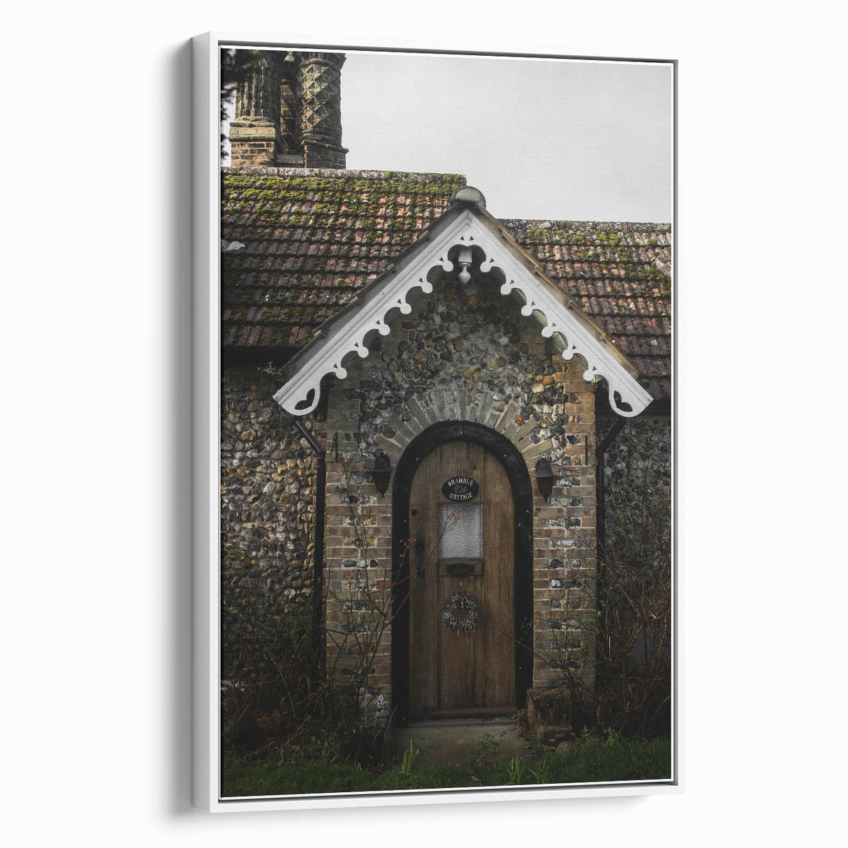 Charming Rustic Cottage Door: Vintage Farmhouse Wall Art