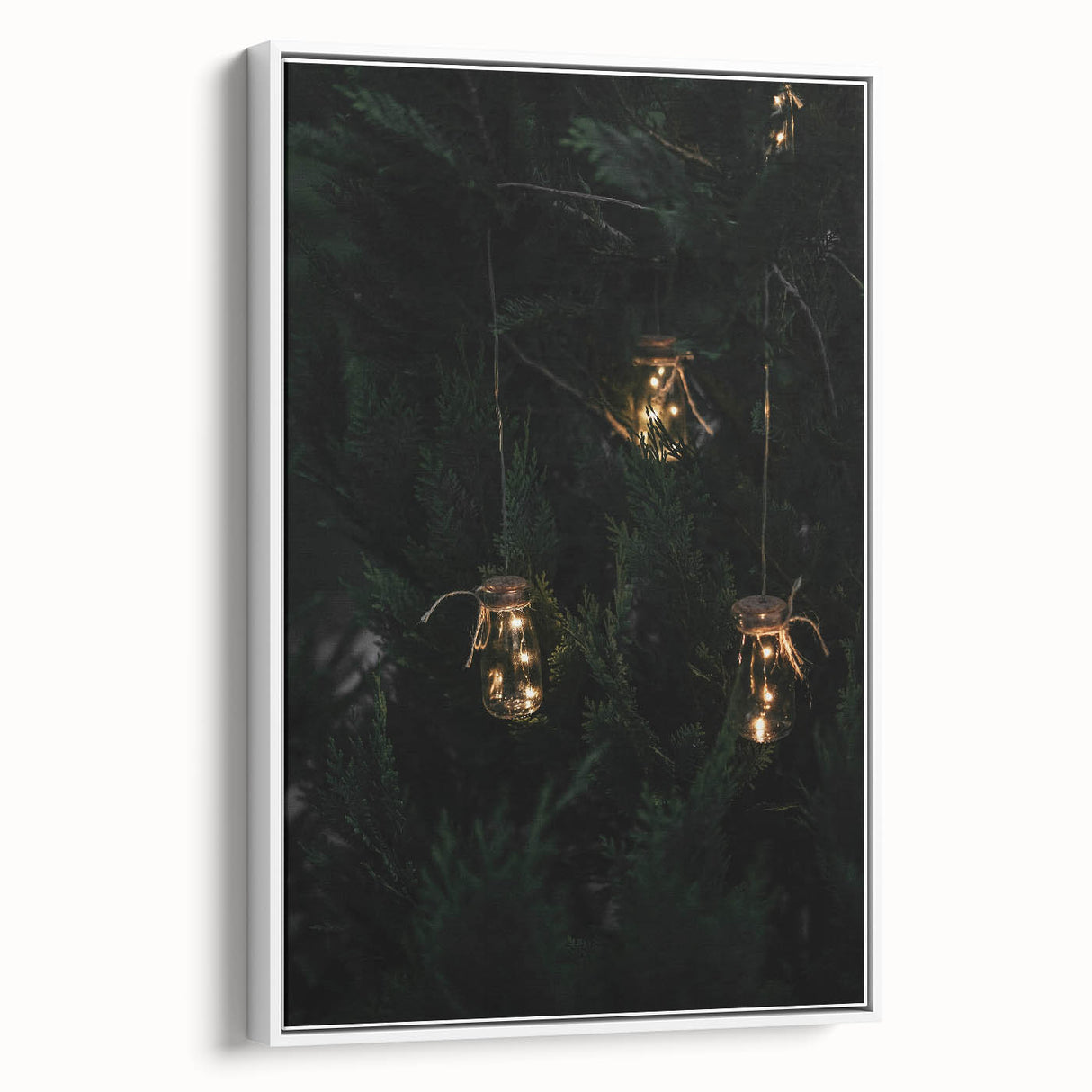 Rustic Jar Lights Wall Art - Fairy Lights in Mason Jars for Cozy Decor