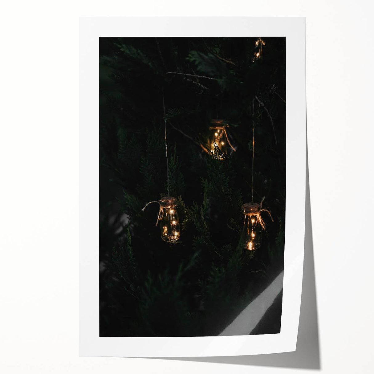 Rustic Jar Lights Wall Art - Fairy Lights in Mason Jars for Cozy Decor