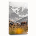 Rustic Mountain Landscape with Grazing Horses – Farmhouse Wall Art