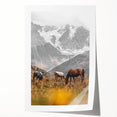 Rustic Mountain Landscape with Grazing Horses – Farmhouse Wall Art