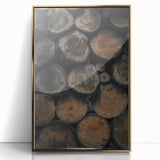 Textured Wood Logs: Rustic Farmhouse Wall Art Print
