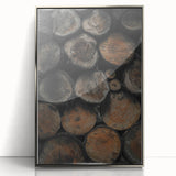Textured Wood Logs: Rustic Farmhouse Wall Art Print