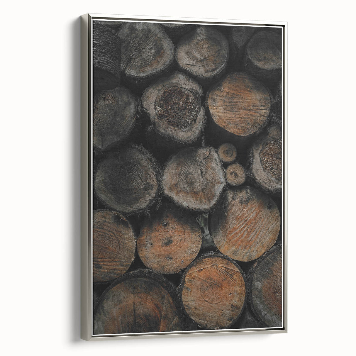 Textured Wood Logs: Rustic Farmhouse Wall Art Print