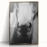 Black and White Horse Close-Up Wall Art – Rustic Farmhouse Decor