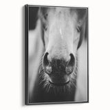 Black and White Horse Close-Up Wall Art – Rustic Farmhouse Decor