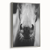 Black and White Horse Close-Up Wall Art – Rustic Farmhouse Decor