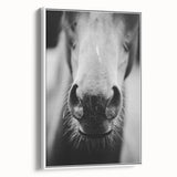 Black and White Horse Close-Up Wall Art – Rustic Farmhouse Decor