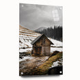 Rustic Log Barn in Winter Wall Art – Cozy Farmhouse Mountain Decor