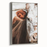 Rustic Cow Close-Up Wall Art – Farmhouse Animal Decor for Cozy Spaces