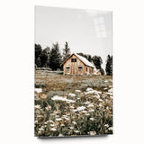 Rustic Barn with Wildflowers Wall Art – Farmhouse Nature-Inspired Decor