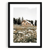 Rustic Barn with Wildflowers Wall Art – Farmhouse Nature-Inspired Decor