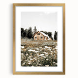 Rustic Barn with Wildflowers Wall Art – Farmhouse Nature-Inspired Decor