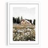 Rustic Barn with Wildflowers Wall Art – Farmhouse Nature-Inspired Decor