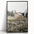 Rustic Barn with Wildflowers Wall Art – Farmhouse Nature-Inspired Decor