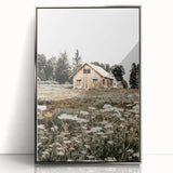 Rustic Barn with Wildflowers Wall Art – Farmhouse Nature-Inspired Decor