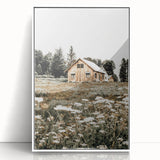 Rustic Barn with Wildflowers Wall Art – Farmhouse Nature-Inspired Decor