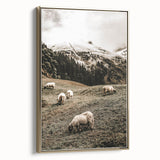 Rustic Sheep in Mountain Landscape – Farmhouse Pastoral Wall Art