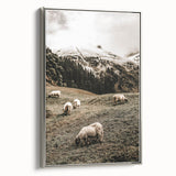 Rustic Sheep in Mountain Landscape – Farmhouse Pastoral Wall Art