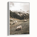 Rustic Sheep in Mountain Landscape – Farmhouse Pastoral Wall Art