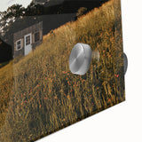 Rustic Landscape Wall Art – Peaceful Farmhouse Cabin in Golden Field