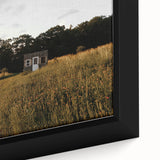 Rustic Landscape Wall Art – Peaceful Farmhouse Cabin in Golden Field