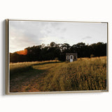 Rustic Landscape Wall Art – Peaceful Farmhouse Cabin in Golden Field
