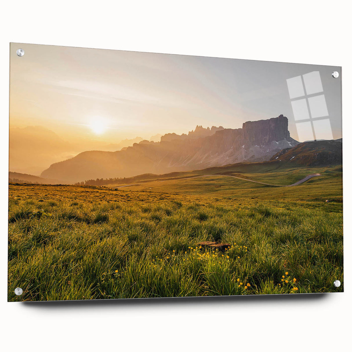 Rustic Landscape Wall Art – Golden Mountain Sunrise for Rustic Decor
