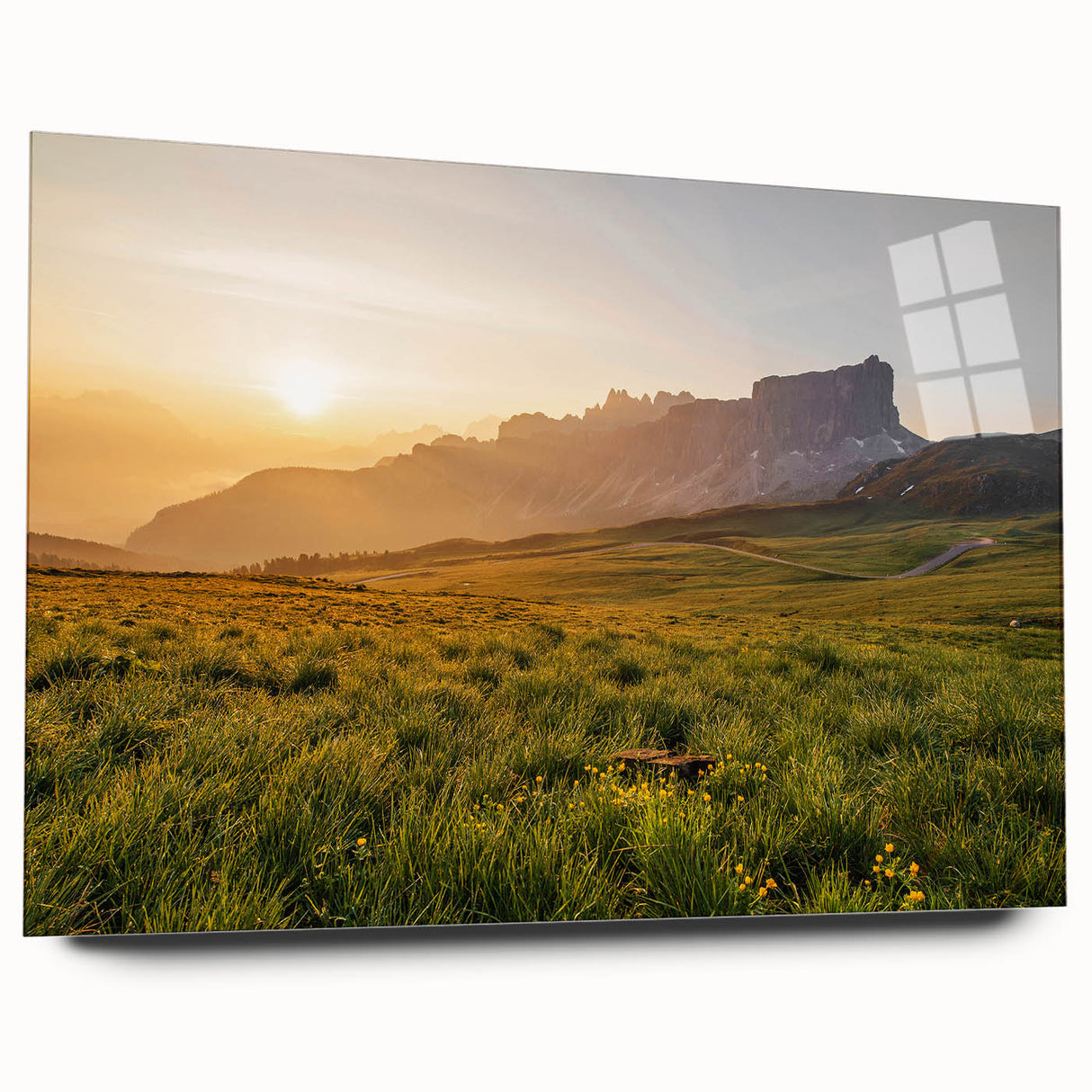 Rustic Landscape Wall Art – Golden Mountain Sunrise for Rustic Decor