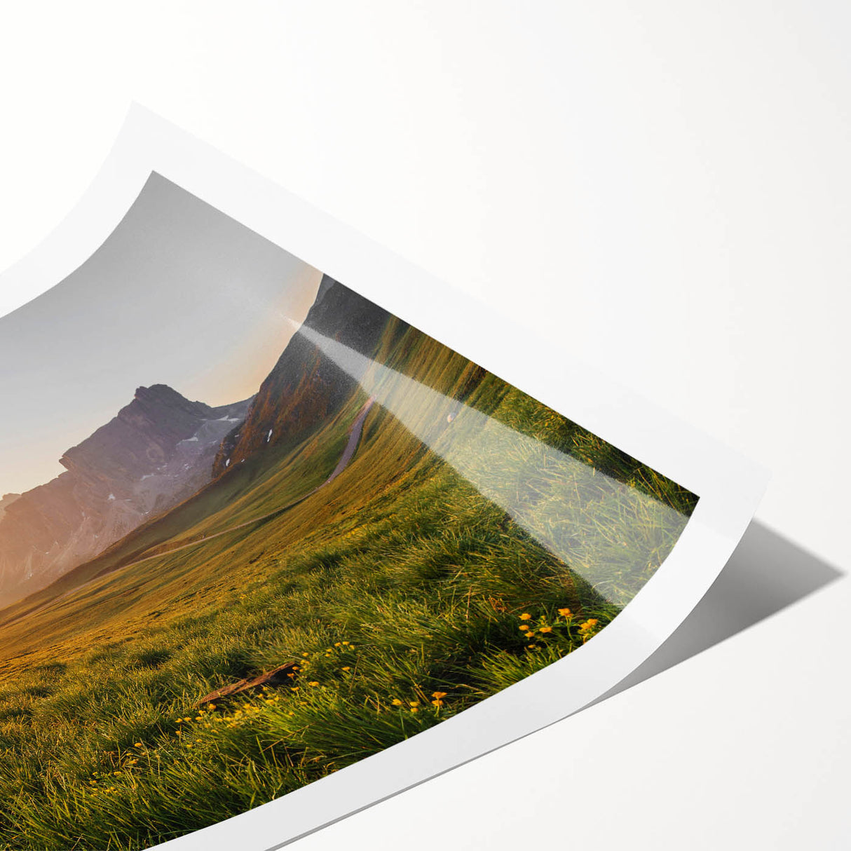 Rustic Landscape Wall Art – Golden Mountain Sunrise for Rustic Decor
