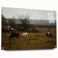 Rustic Farm Landscape Wall Art – Grazing Cows in Serene Pasture Scene
