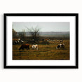 Rustic Farm Landscape Wall Art – Grazing Cows in Serene Pasture Scene
