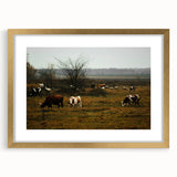 Rustic Farm Landscape Wall Art – Grazing Cows in Serene Pasture Scene