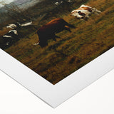 Rustic Farm Landscape Wall Art – Grazing Cows in Serene Pasture Scene