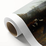 Rustic Farm Landscape Wall Art – Grazing Cows in Serene Pasture Scene