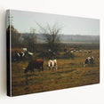 Rustic Farm Landscape Wall Art – Grazing Cows in Serene Pasture Scene