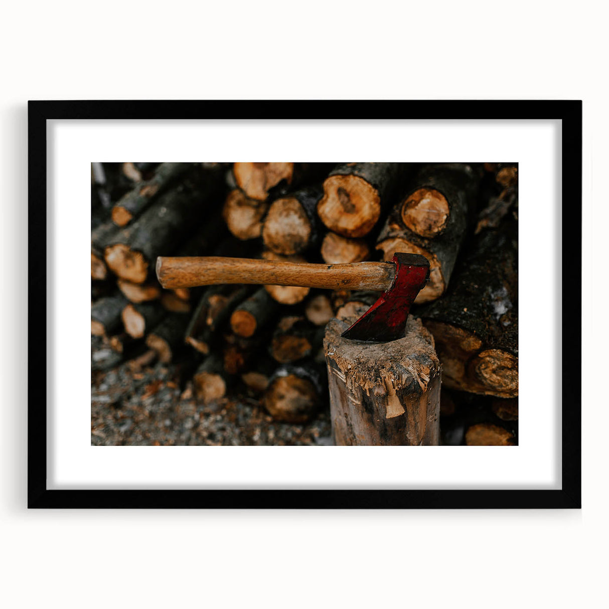 Rustic Axe and Wood Wall Art – Vintage-Inspired Rustic Decor Print