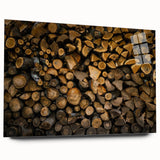Rustic Log Wall Art – Stacked Firewood for Cozy Farmhouse Decor