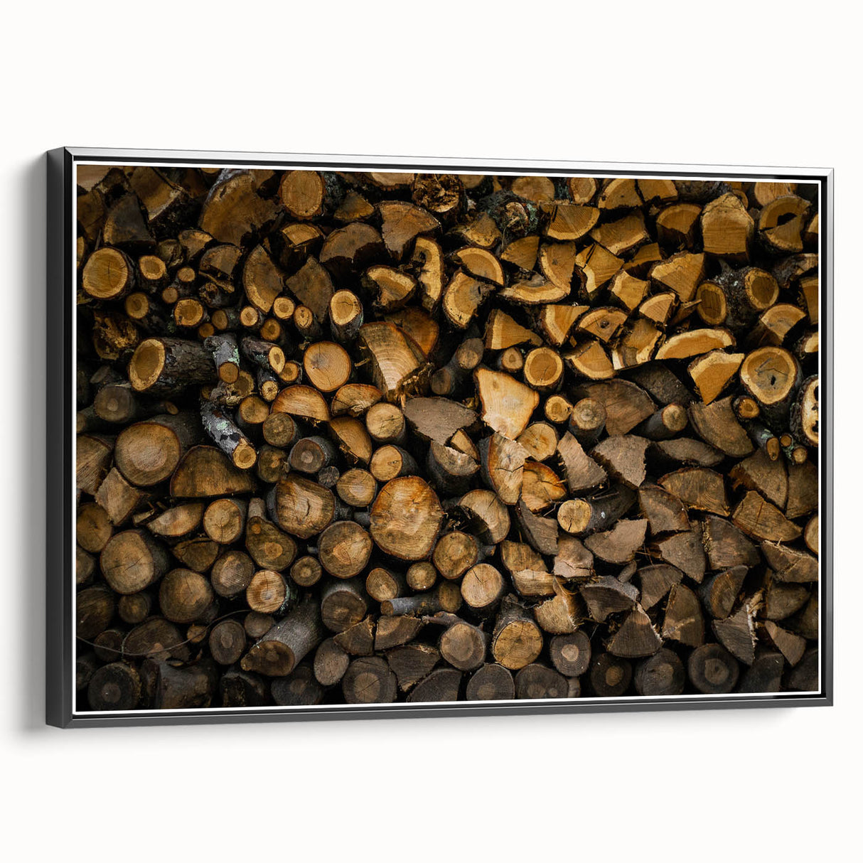 Rustic Log Wall Art – Stacked Firewood for Cozy Farmhouse Decor