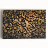 Rustic Log Wall Art – Stacked Firewood for Cozy Farmhouse Decor