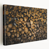 Rustic Log Wall Art – Stacked Firewood for Cozy Farmhouse Decor