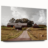 Rustic Farmhouse Wall Art – Red Barns and Countryside Road for Rustic Decor